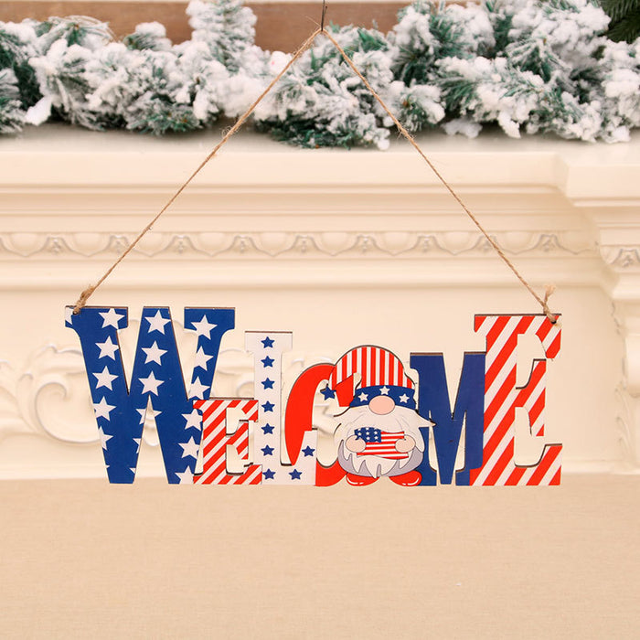 Wholesale 4th of July Independence Day Decoration Wooden Letter Door Hanging Creative Pendant JDC-DC-YHuan001