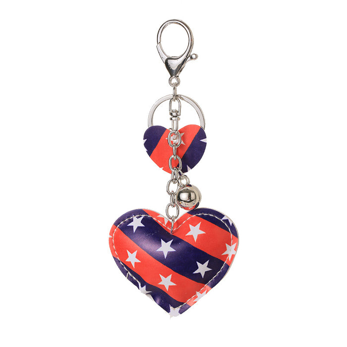 Wholesale 4th of July Independence Day Cute Peach Heart Shape Keychain MOQ≥5 JDC-KC-LK001