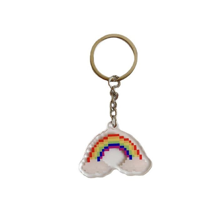 Wholesale LGBT Rainbow Acrylic Keychain Bag Bag Pendant Double Sided Pendant JDC-KC-HeRun001