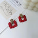 Jewelry WholesaleWholesale S925 silver needle rose red blue-green pink avocado alloy spray paint square earrings JDC-ES-FX003 Earrings 繁瑆 %variant_option1% %variant_option2% %variant_option3%  Factory Price JoyasDeChina Joyas De China