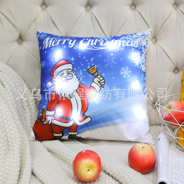 Wholesale Christmas LED Lights Short Plush Printed Pillowcase JDC-PW-Yichen020