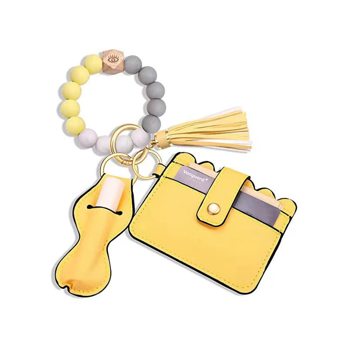 Wholesale Card Holder Tassel Bracelet Silicone Keychain JDC-KC-BaS001