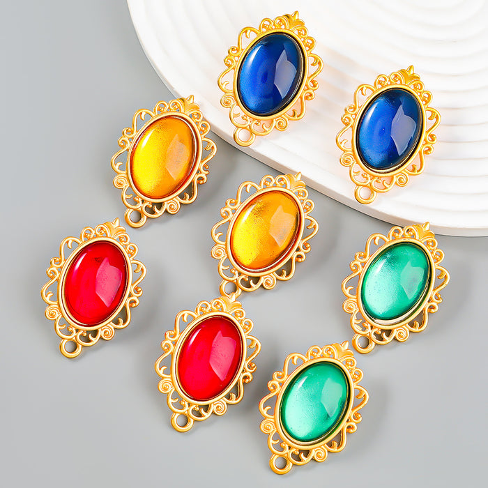 Wholesale Earrings Alloy Retro Personality Simple Oval Shape JDC-ES-JL1063