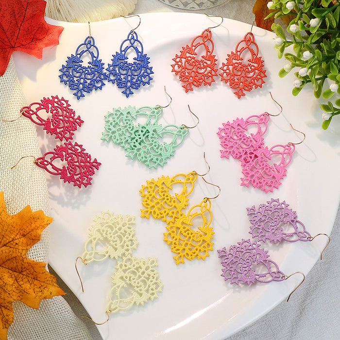 Wholesale Earrings Alloy Macaron Snowflake Hollow Out JDC-ES-momo007