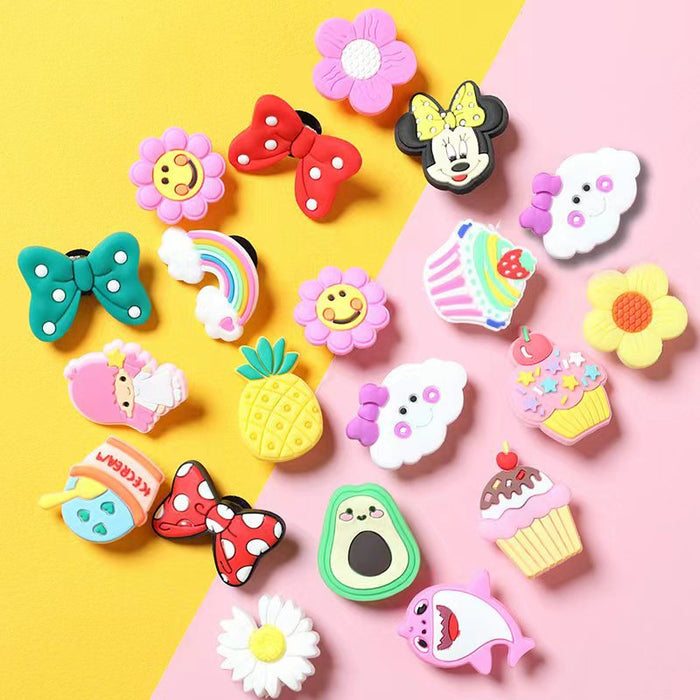 Wholesale Random 20pcs Croc Charms Cartoon PVC Soft DIY Shoe Accessories JDC-CCS-YunX004