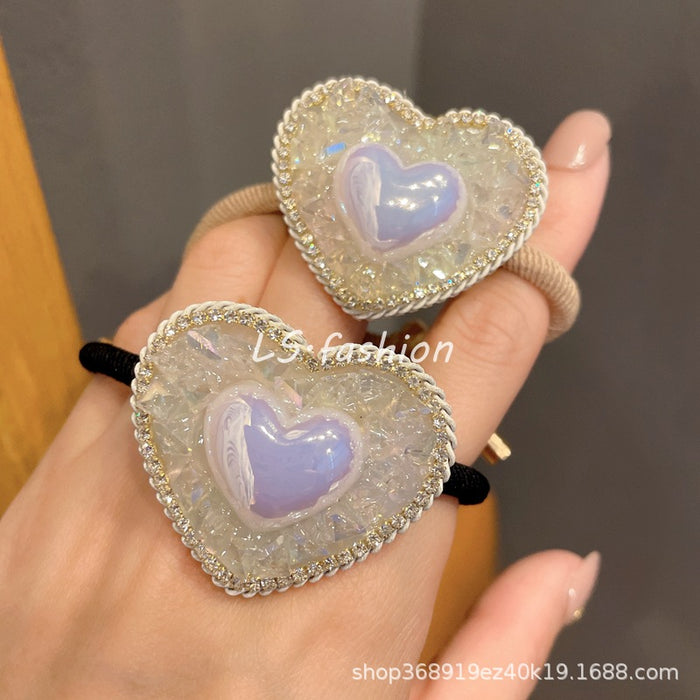 Wholesale heavy industry crystal hair rope love hair ring JDC-HS-LiS005