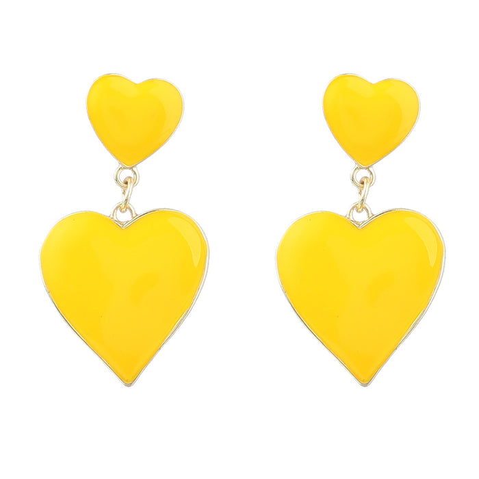 Wholesale Multilayer Heart Shaped Alloy Oil Drip Earrings JDC-ES-JL1013