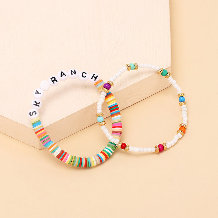 Jewelry WholesaleWholesale English letter rice Bead Bracelet MOQ≥2 JDC-BT-YiR002 Bracelet 奕冉 %variant_option1% %variant_option2% %variant_option3%  Factory Price JoyasDeChina Joyas De China