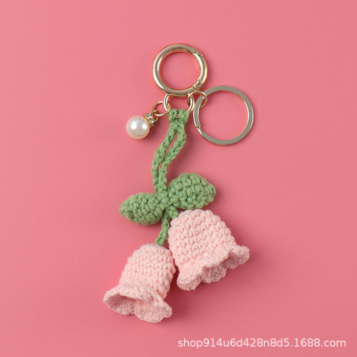 Wholesale bluebell wool knitted flower keychain JDC-KC-CYa007