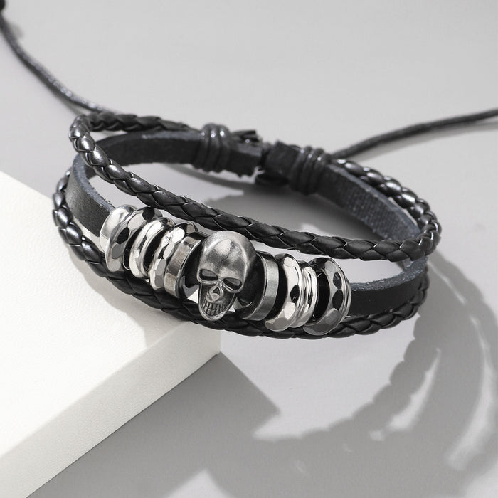 Wholesale Bracelet Men's Alloy Leather Skull JDC-BT-QiN030