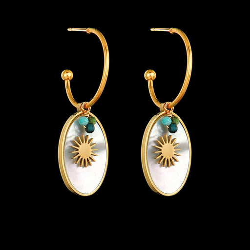 Jewelry WholesaleWholesale pearl shell earrings temperament Turquoise Leaf Earrings JDC-ES-RXSFL009 Earrings 尚芙乐 %variant_option1% %variant_option2% %variant_option3%  Factory Price JoyasDeChina Joyas De China