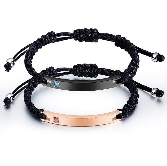 Wholesale Bracelets Titanium Steel Adjustable Glossy Couple MOQ≥2 JDC-BT-PERMGEJ002