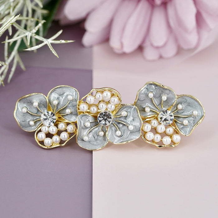 Wholesale Hair Clips Alloy Drop Oil Pearl Chinese Style Spring Clip MOQ≥2 JDC-HC-HG017