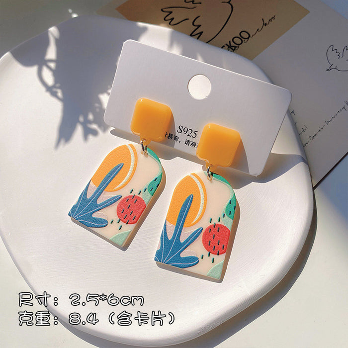 Jewelry WholesaleWholesale geometric candy color graffiti embossed stud stud earrings MOQ≥2 JDC-ES-XiaY002 Earrings 夏樱 %variant_option1% %variant_option2% %variant_option3%  Factory Price JoyasDeChina Joyas De China