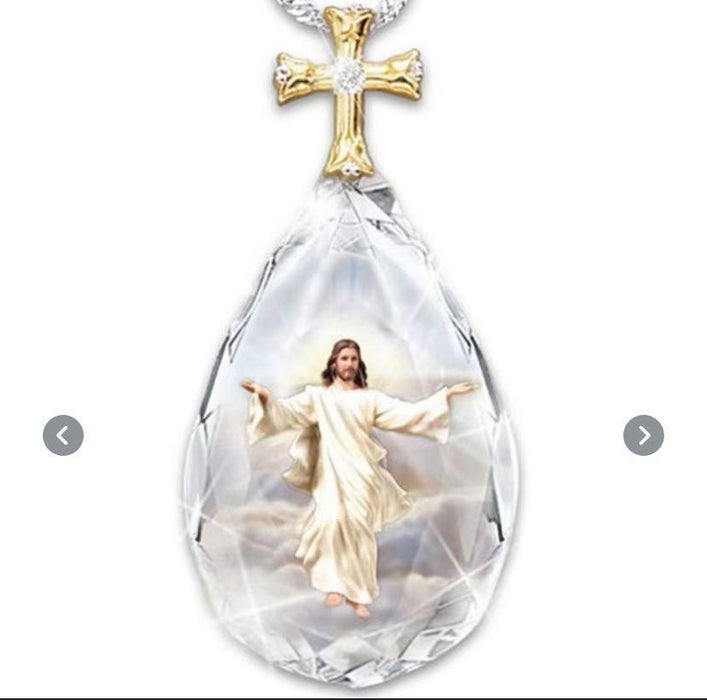 Jewelry WholesaleWholesale Crystal Cross Necklace Two Tone Pendant Prayer Necklace JDC-NE-YuJ004 necklaces 云锦 %variant_option1% %variant_option2% %variant_option3%  Factory Price JoyasDeChina Joyas De China