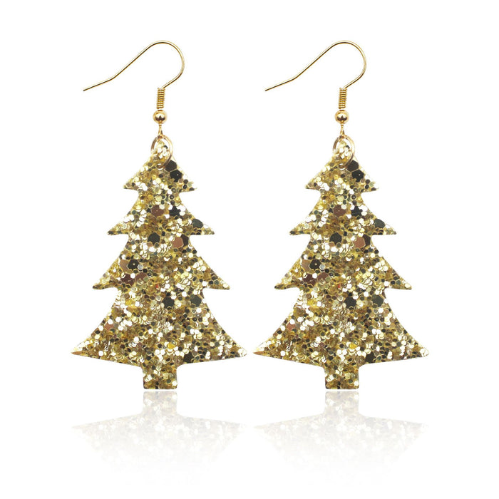 Wholesale Earrings Leather Christmas Tree Sequins Glitter Glitter MOQ≥2 JDC-ES-TianPi021