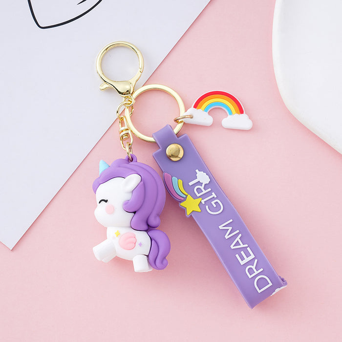 Wholesale Cartoon Rainbow Unicorn Keychain Cute Exquisite Car Keychain JDC-KC-XiangY013