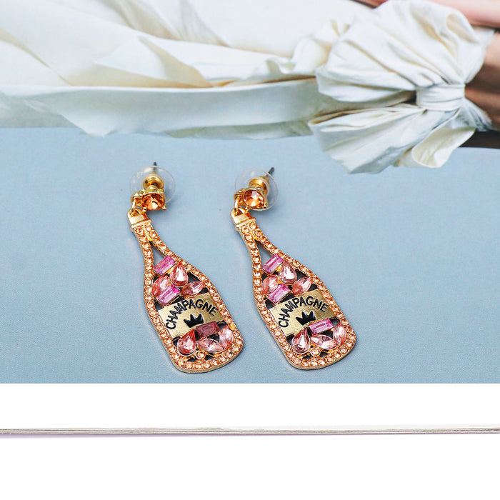 Wholesale Earrings Alloy Diamond Party Wine Bottle JDC-ES-JJ329