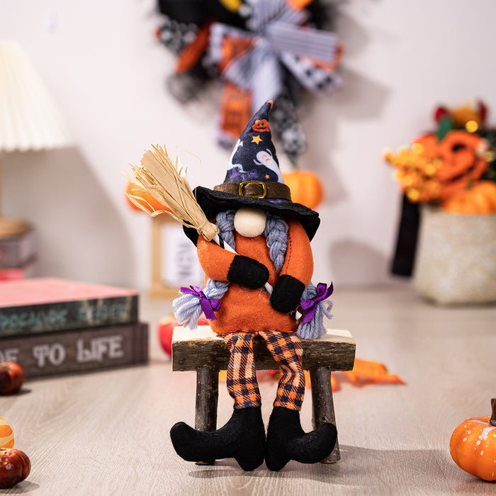 Wholesale Ornament Cloth Halloween Broom Faceless Witch JDC-OS-HB002