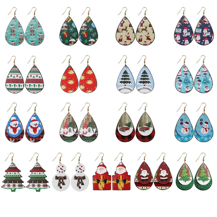 Wholesale Earrings Leather Christmas Drop Shape MOQ≥2 JDC-ES-TianPi026