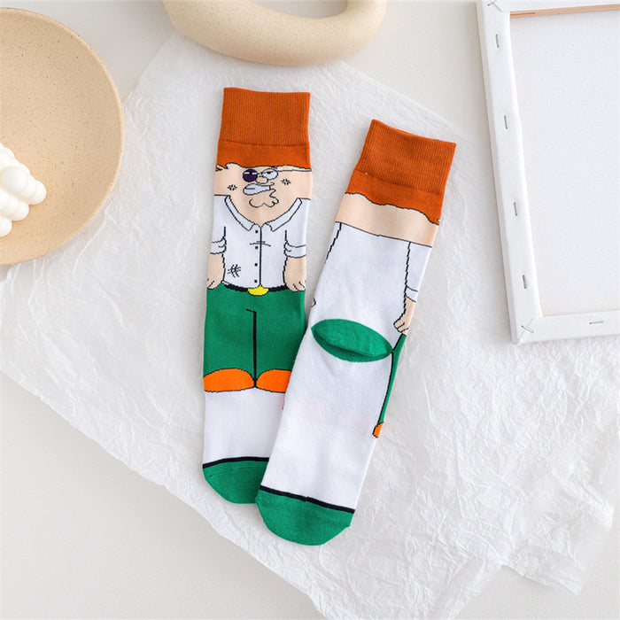 Wholesale spring female cartoon creative pattern straight sports socks JDC-SK-YMS001