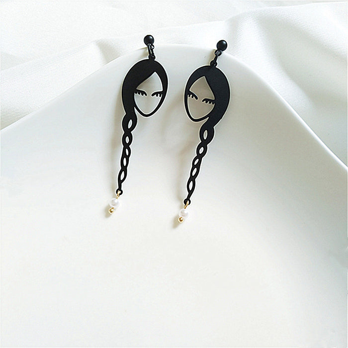 Wholesale Earrings Metal Cartoon Girls Ponytail Stud Earrings JDC-ES-AiMei030