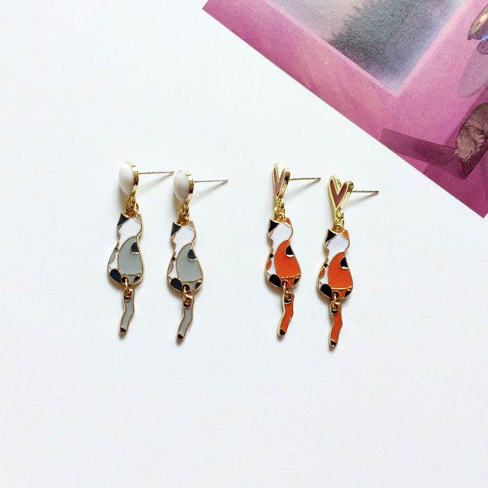 Wholesale Earrings Alloy Ceramic Cat Stud Earrings MOQ≥10 JDC-ES-Lxx001