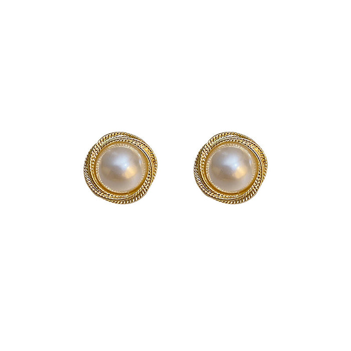 Jewelry WholesaleWholesale silver needle French vintage pleated irregular pearl earrings JDC-ES-BY200 Earrings 宝钰 %variant_option1% %variant_option2% %variant_option3%  Factory Price JoyasDeChina Joyas De China