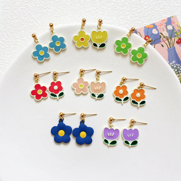 Wholesale Earrings Alloy Ceramic Color Flower Earrings MOQ≥10 JDC-ES-Lxx003