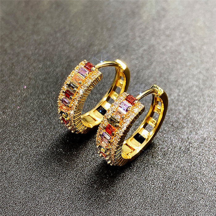 Jewelry WholesaleWholesale Colored Zircon Copper Gold Plated Earrings MOQ≥2 JDC-ES-CaoS030 Earrings 曹适 %variant_option1% %variant_option2% %variant_option3%  Factory Price JoyasDeChina Joyas De China