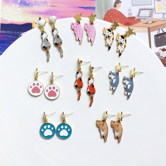 Wholesale Earrings Alloy Ceramic Cat Stud Earrings MOQ≥10 JDC-ES-Lxx001