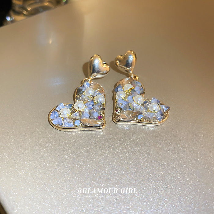 Wholesale Earrings Alloy Diamond Pearl Crystal Love Heart JDC-ES-BY336