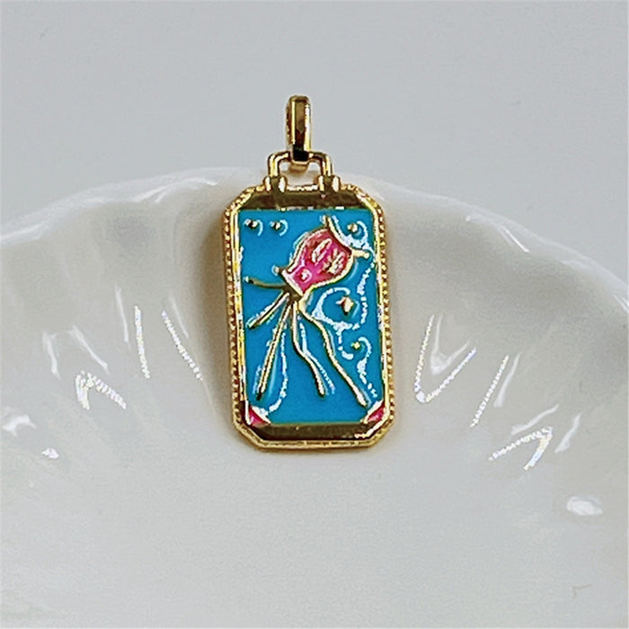 Wholesale Necklace Copper Drip Oil Tarot Cards Palm Devil's Eye Jellyfish MOQ2≥2 JDC-NE-ZIYN008