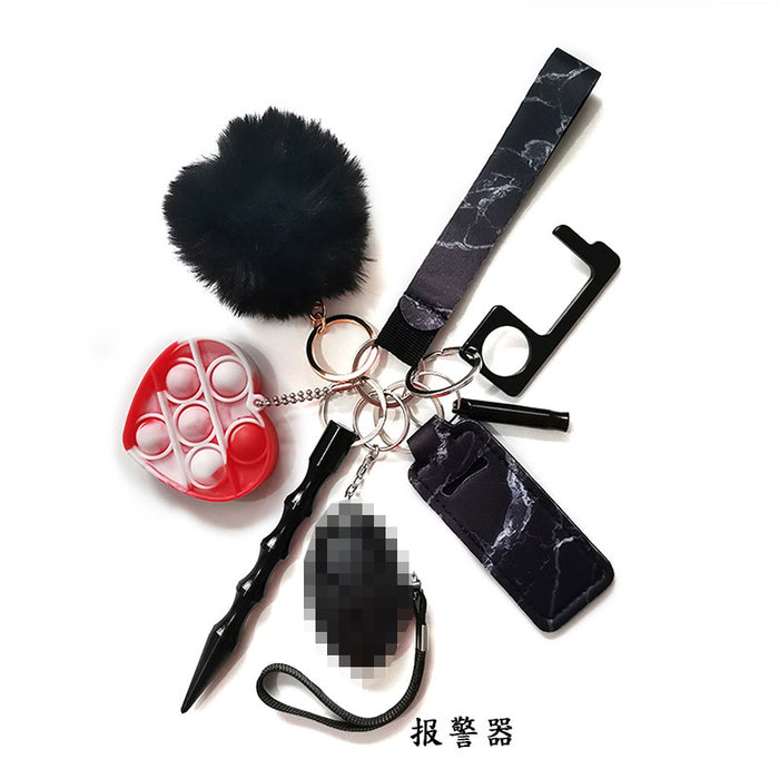 Jewelry WholesaleWholesale self-defense keychain anti-wolf alarm 9 piece set hair ball Self defense keychain JDC-KC-Meic007 Keychains 美畅 %variant_option1% %variant_option2% %variant_option3%  Factory Price JoyasDeChina Joyas De China