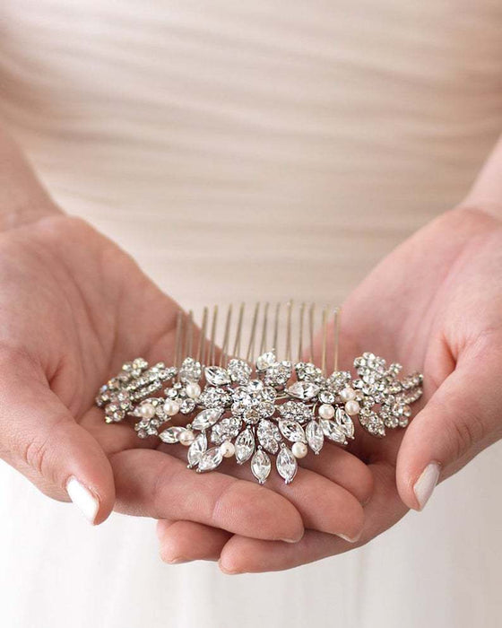 Wholesale Rhinestone Hair Comb Comb Comb Bridal Hair Crystal Pearl JDC-HC-Nianc003