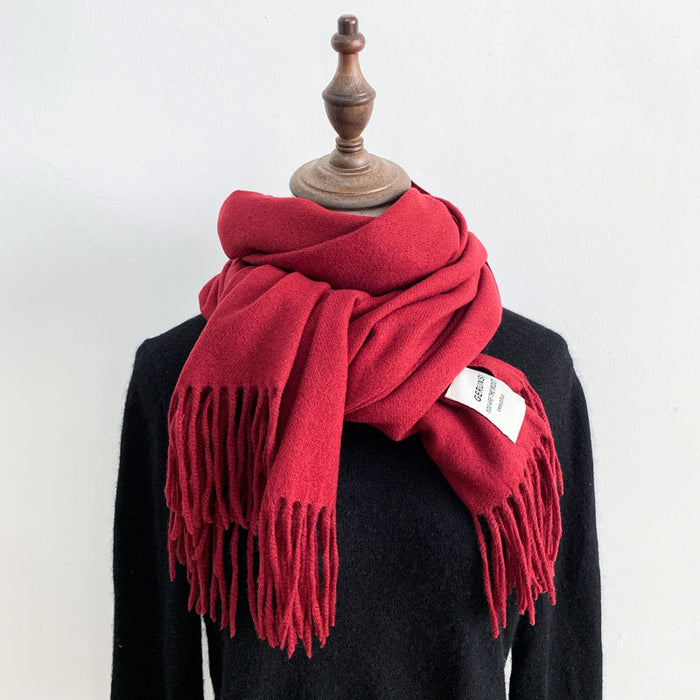 Wholesale Scarf Polyester Cotton Winter Thickening Warm Shawl Solid Color JDC-SF-Qianx003