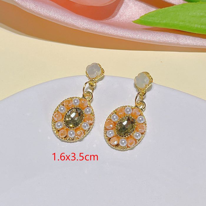 Wholesale Earrings Metal Petite Pearl Rhinestones JDC-ES-PH005