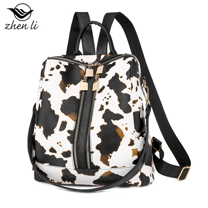 Wholesale Backpack PU Leopard Cow Pattern Bag JDC-BP-ZLD001