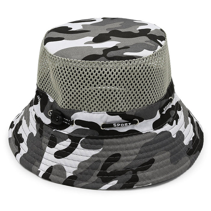 Wholesale camouflage fisherman hat Summer outdoor sunscreen hats breathable net eye JDC-FH-DingB003