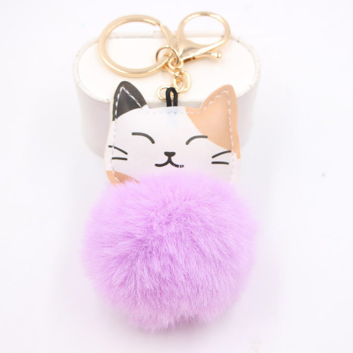 Wholesale Keychain Leather Plush Cute Cat Pendant JDC-KC-Zuge072