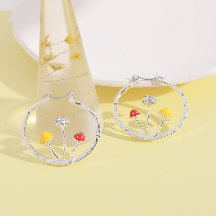 Wholesale Mushroom Simple 925 Silver Needle C Shape Earrings JDC-ES-zhongyi010