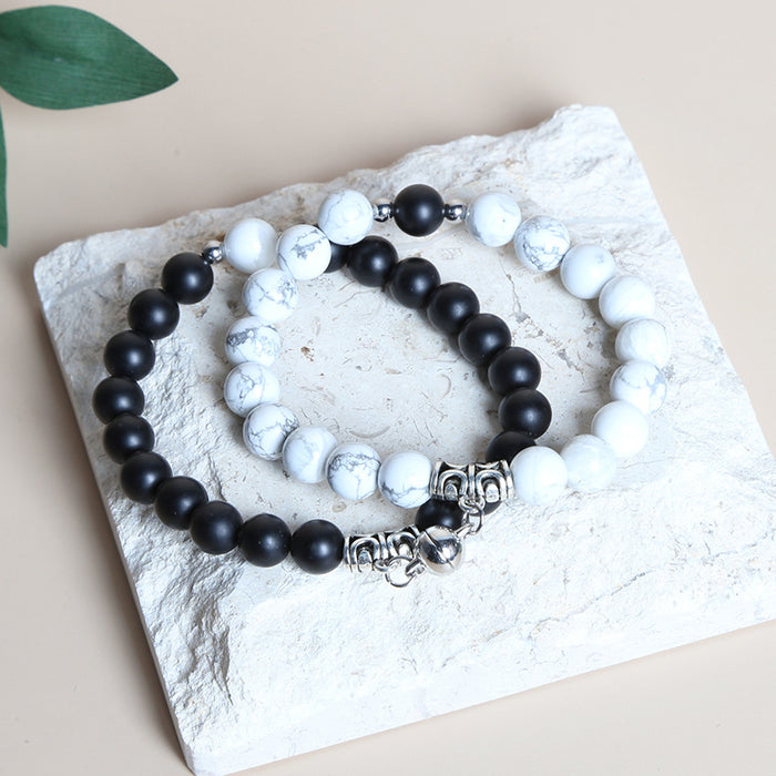 Wholesale White Turquoise Couple Bracelet Black and White Balls JDC-BT-JingD012