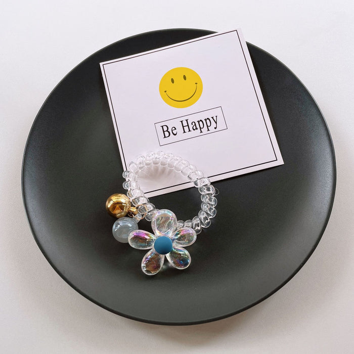 Jewelry WholesaleWholesale Bear Transparent Flower Telephone Cord JDC-HS-YiT004 Hair Scrunchies 亦桐 %variant_option1% %variant_option2% %variant_option3%  Factory Price JoyasDeChina Joyas De China