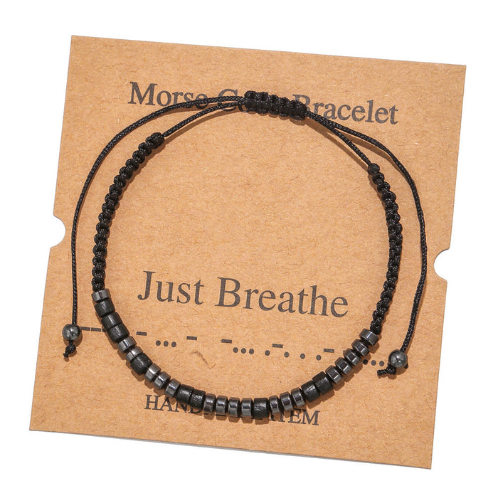 Jewelry WholesaleWholesale Morse Code Black Iron Stone Beaded Braided Bracelet JDC-BT-ZhuJ002 Bracelet 诛积 %variant_option1% %variant_option2% %variant_option3%  Factory Price JoyasDeChina Joyas De China