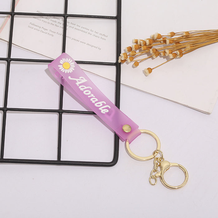 Wholesale Keychain PVC Soft Rubber Chrysanthemum Letters Flower Lanyard MOQ≥10 JDC-KC-ZaoYang004