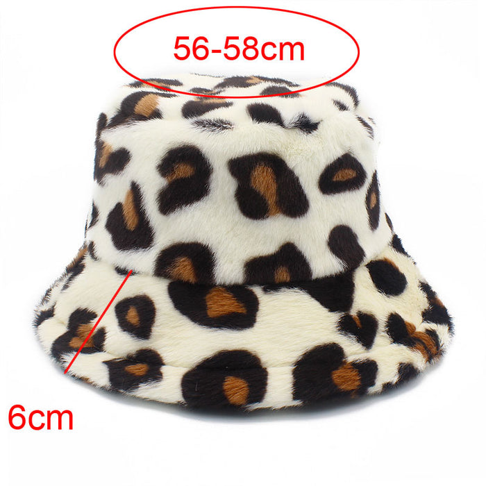 Wholesale Bucket Hat Plush Leopard Print JDC-FH-RHeng012