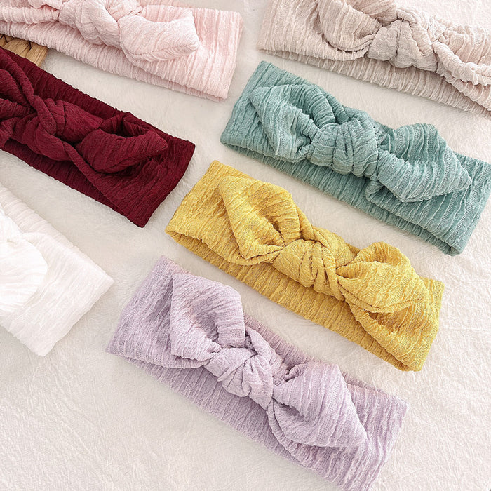 Wholesale Headband Gauze Pleated Cloth Baby Knotted Rabbit Ears Elastic JDC-HD-DanN004