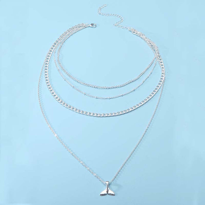 Jewelry WholesaleWholesale Alloy Fish Tail Pendant Multi -layer Necklace JDC-NE-cy065 Necklaces 纯影 %variant_option1% %variant_option2% %variant_option3%  Factory Price JoyasDeChina Joyas De China