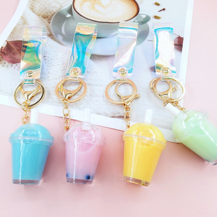 Jewelry WholesaleWholesale Into Oil Pearl Milk Tea Metal Keychain MOQ≥2 JDC-KC-YChen006 Keychains 易晨 %variant_option1% %variant_option2% %variant_option3%  Factory Price JoyasDeChina Joyas De China