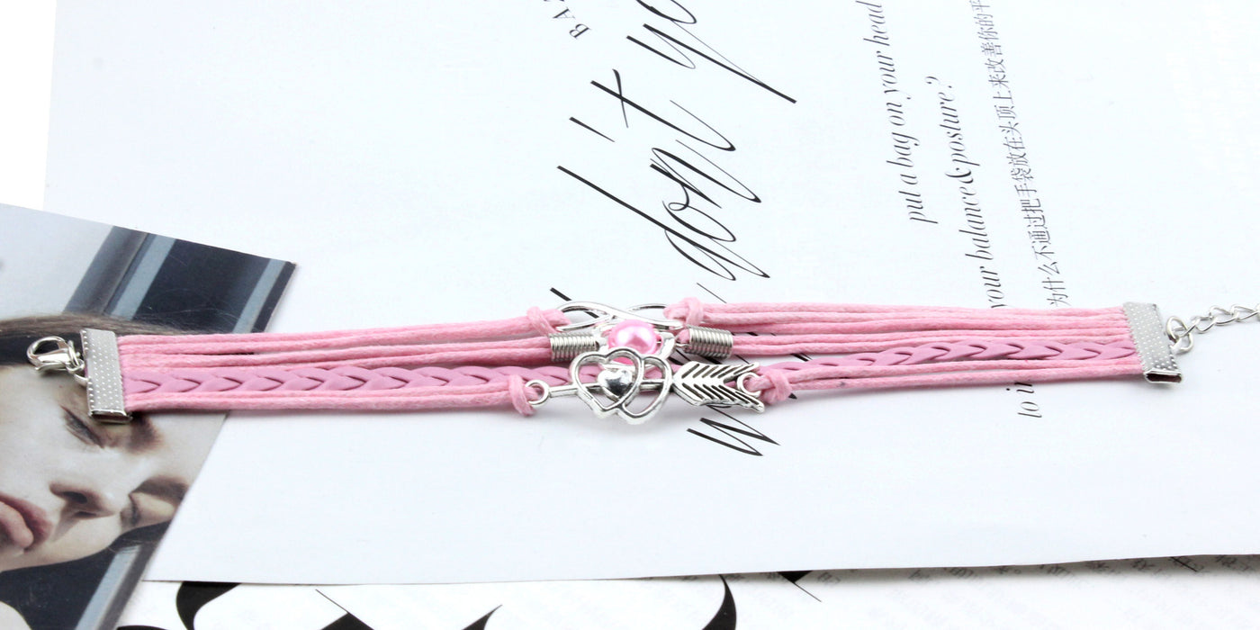 Wholesale Bracelet Alloy Love Pearl Multicolor Leather Strap MOQ≥2 JDC-BT-FengR003